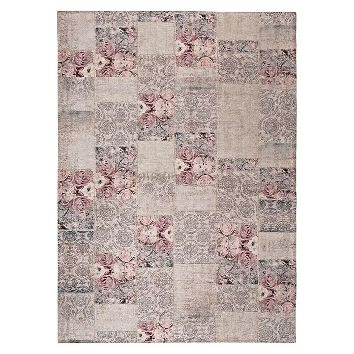 Alfombra Ingrid - Natural/rosa, 230 x 160 cm, 74% algodón y 26% poliéster - Vista superior