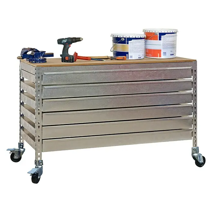 Simonrack Simonwork Banco de trabajo BT5 Box Mobile - L x An x Al: 61 x 91 x 91,7 cm, Capacidad de carga: 280 kg, Galvanizado - Producto en uso
