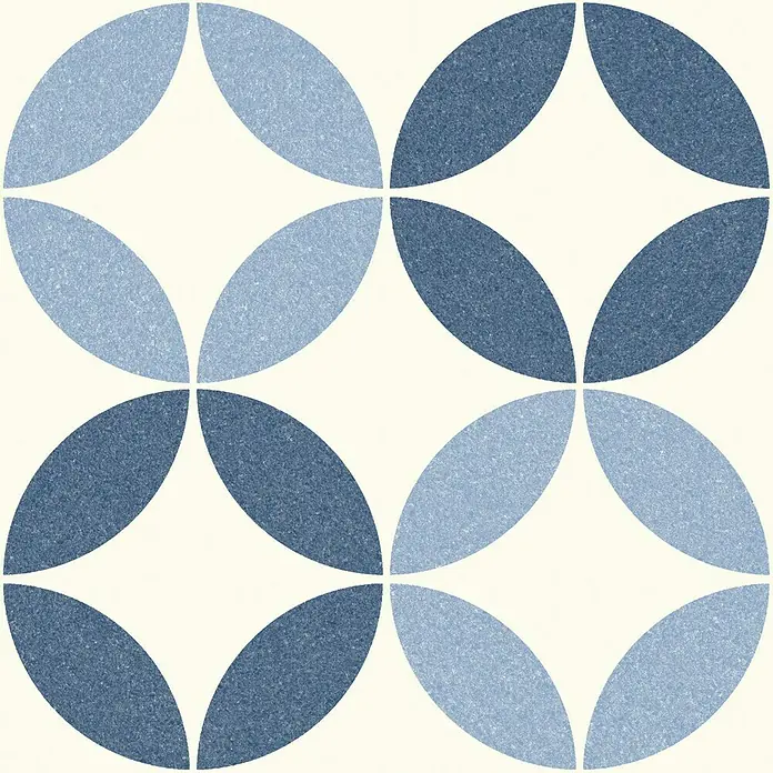 Feinsteinzeugfliese Vintage Nice - 25 x 25 cm, Blau/Weiß, Matt - Vorderansicht