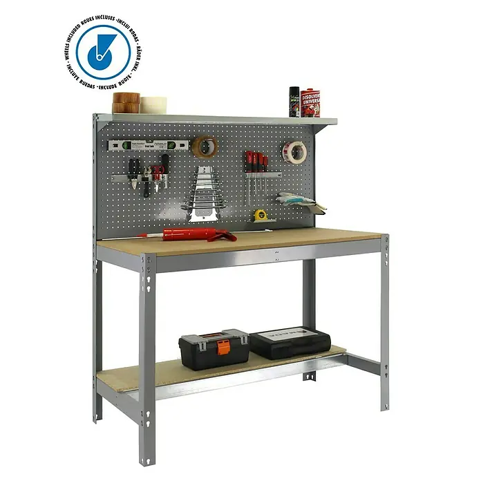 Simonrack Simonwork Banco de trabajo BT3 Mobile - L x An x Al: 61 x 151 x 155 cm, Capacidad de carga: 120 kg, Gris - Dibujo técnico