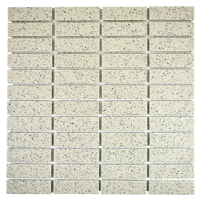 Mosaikfliese Stäbchen Uni CU ST208 - 30 x 30 cm, Cremeweiß, Matt - Ansicht von oben
