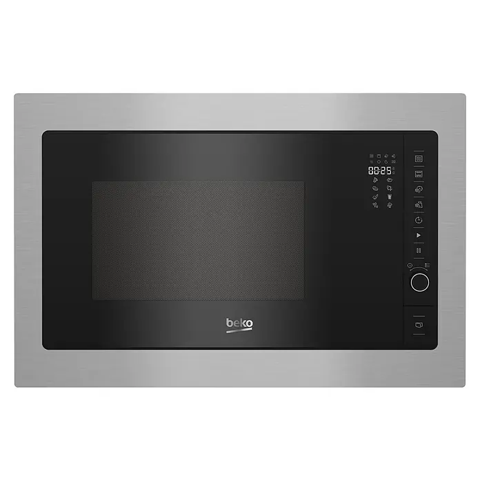 Beko Microondas empotrado BMGB 25332 BG - Potencia máx.: 900 W, 25 l, Negro/Acero inoxidable - Vista frontal