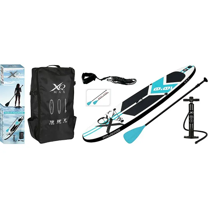 Paddle surf XQMax - Azul/Blanco, L x An x Al: 305 x 71 x 10 cm, Carga útil: 100 kg, Hinchable - Vista angular