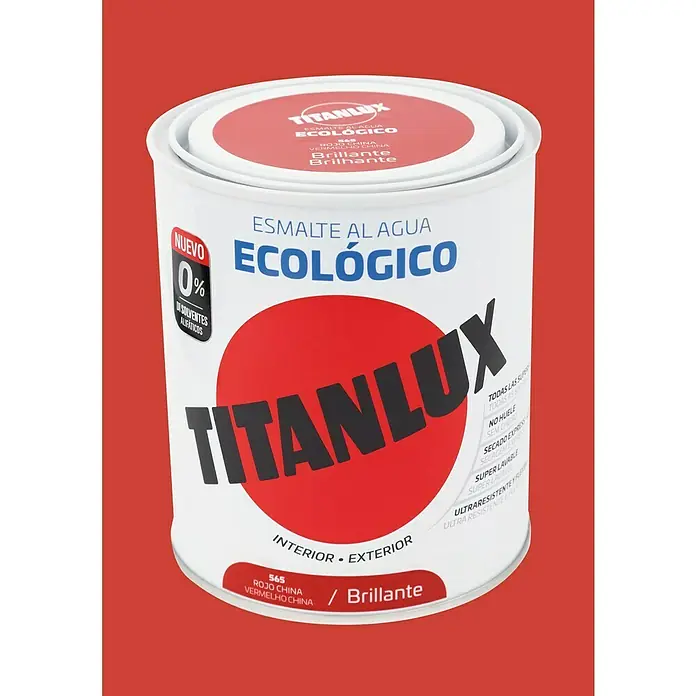 Titanlux Esmalte de color Eco - Rojo China, 750 ml, Brillante - Vista frontal