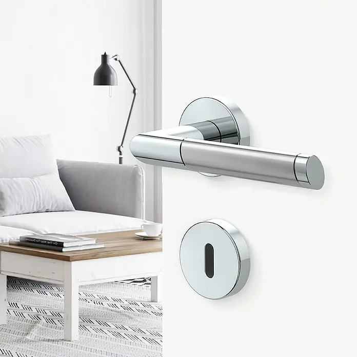 Diamond Doors Creative Zimmertürgarnitur Nebraska - Türstärke: 40 mm - 45 mm, Buntbart BB, Edelstahl, L-Form - Stimmungsaufnahme