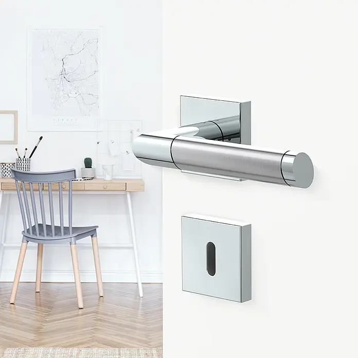 Diamond Doors Creative Zimmertürgarnitur Georgia - Türstärke: 40 mm - 45 mm, Buntbart BB, Edelstahl, L-Form - Stimmungsaufnahme