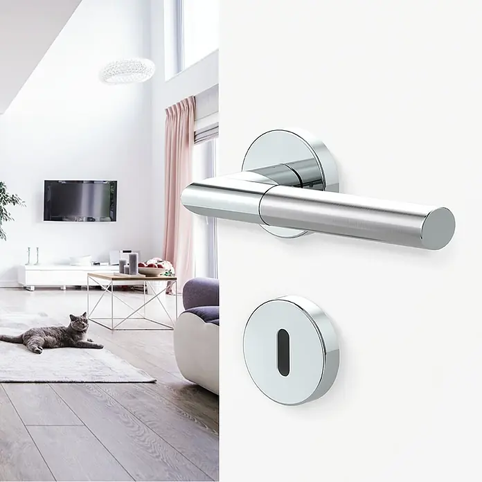 Diamond Doors Creative Zimmertürgarnitur Dallas - Türstärke: 40 mm - 45 mm, Buntbart BB, Edelstahl, L-Form - Stimmungsaufnahme