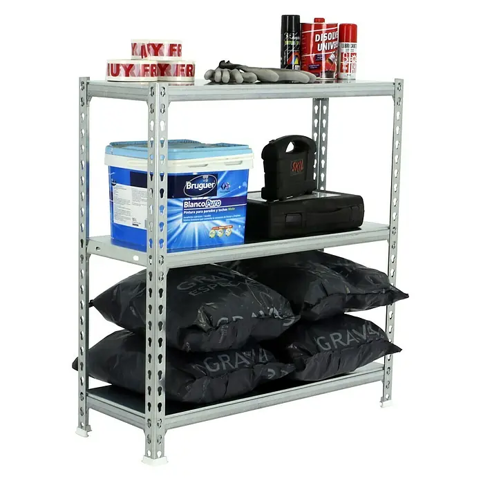 Simonrack Simonclick Estantería metálica Plus - L x An x Al: 40 x 100 x 90 cm, Capacidad de carga: 180 kg/balda, Número de baldas: 3 ud., Inserción, Galvanizado - Vista angular