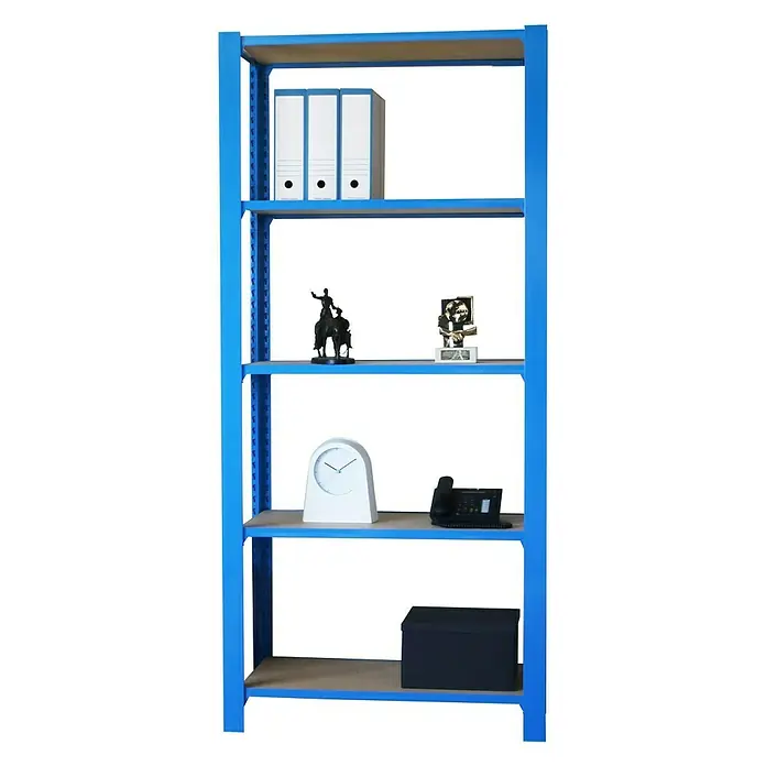 Simonrack Simonoffice Estantería para archivadores Officlick Wood Inicial - L x An x Al: 40 x 90 x 210 cm, Capacidad de carga: 200 kg/balda, Número de baldas: 5 ud., Azul/MDF - Vista frontal