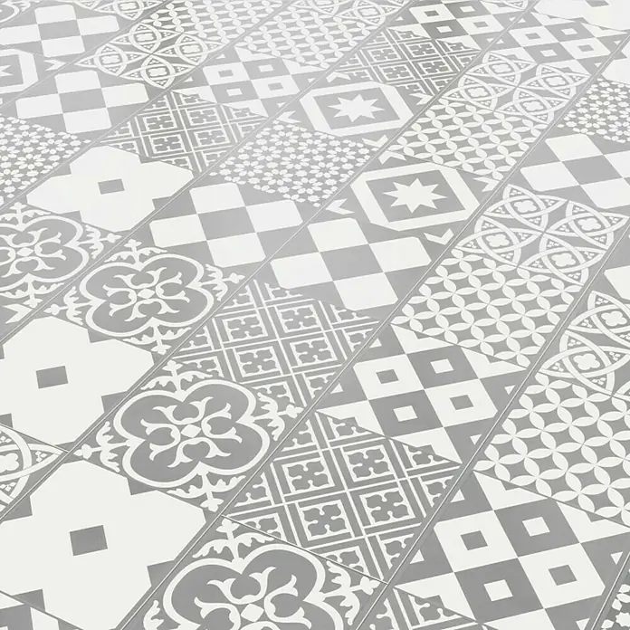 Laminat Portogallo Grigio - 1.286 x 160 x 8 mm, Fliesenoptik - Linke Seitenansicht