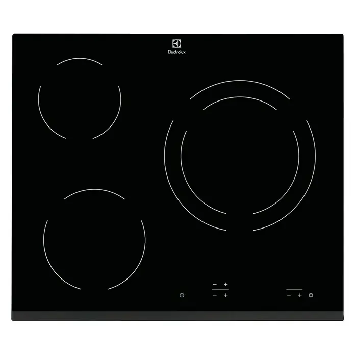 Electrolux Placa de cocción vitrocerámica EHF6231FOK - Zonas de cocción: 3 ud., Vitrocerámica - Vista descendente
