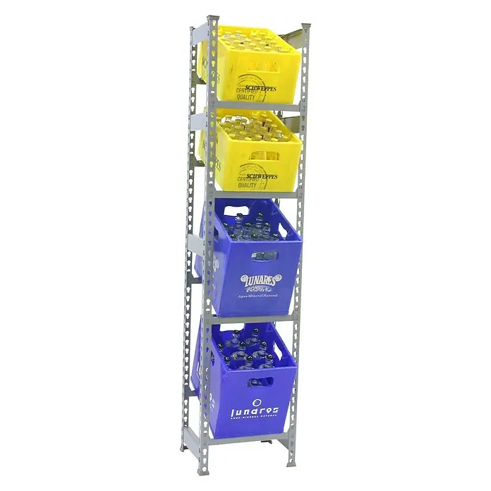 Simonrack Simonbottle Estantería para cajas de bebidas - L x An x Al: 30 x 40 x 200 cm, Capacidad de carga: 100 kg/balda, Número de baldas: 4 ud., Gris - Vista angular
