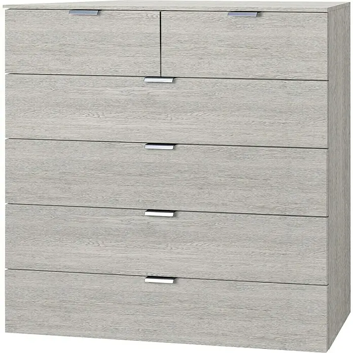 Express Möbel Kommode Carina - L x B x H: 42 x 100 x 100 cm, Platin, Anzahl Schubladen: 6 Stk. - Rechte Seitenansicht