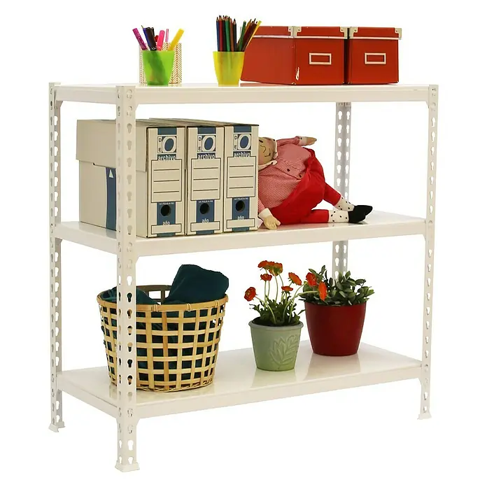 Simonrack Simonclick Estantería metálica Megaplus - L x An x Al: 40 x 120 x 90 cm, Capacidad de carga: 200 kg/balda, Número de baldas: 3 ud., Inserción, Blanco - Vista angular