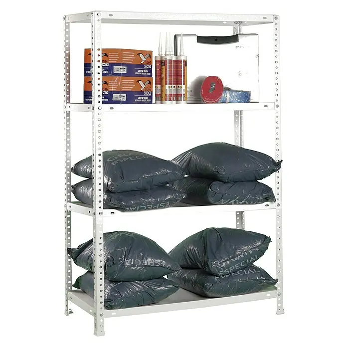 Simonrack Simonclassic Estantería metálica Advantage Mini - L x An x Al: 40 x 80 x 150 cm, Capacidad de carga: 75 kg/balda, Número de baldas: 4 ud., Atornillado, Blanco - Vista angular