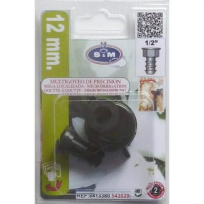 Conector para manguera goteo Hembra - ½″, 12 mm, Plástico - Vista frontal