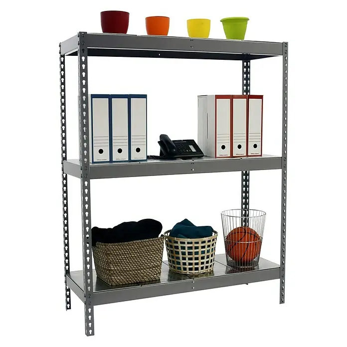 Simonrack Ecoforte Estructura de estantería Metal - L x An x Al: 60 x 150 x 200 cm, Capacidad de carga: 400 kg/balda, Número de baldas: 3 ud., Gris - Vista angular