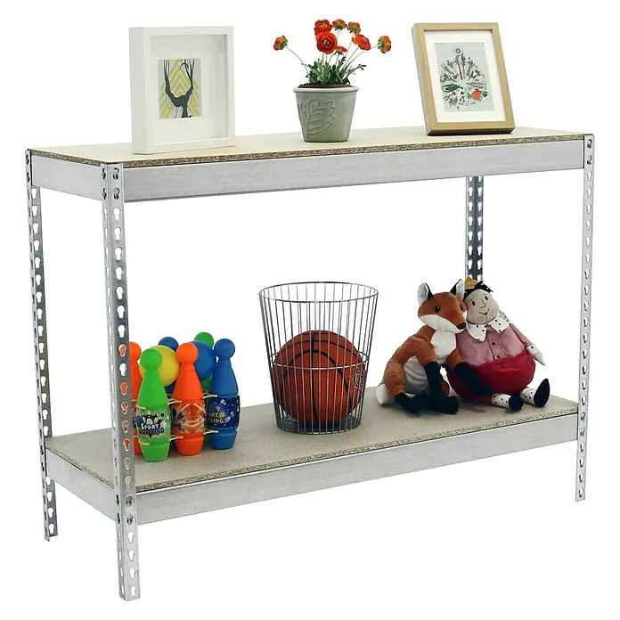 Simonrack Ecoforte Estantería para cargas pesadas Chipboard - L x An x Al: 45 x 150 x 90 cm, Capacidad de carga: 400 kg/balda, Número de baldas: 2 ud., Galvanizado - Vista angular