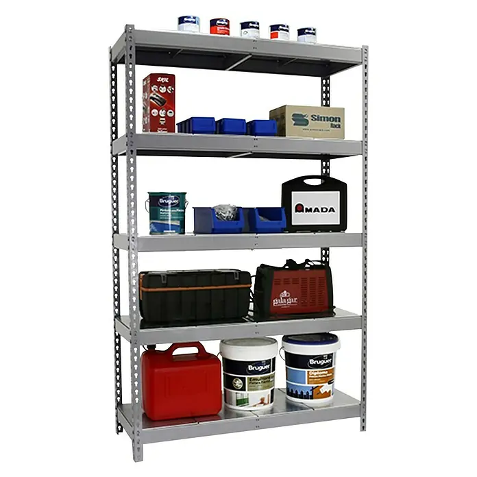 Simonrack Ecoforte Estructura de estantería Metal - L x An x Al: 45 x 120 x 200 cm, Capacidad de carga: 400 kg/balda, Número de baldas: 5 ud., Gris - Vista angular