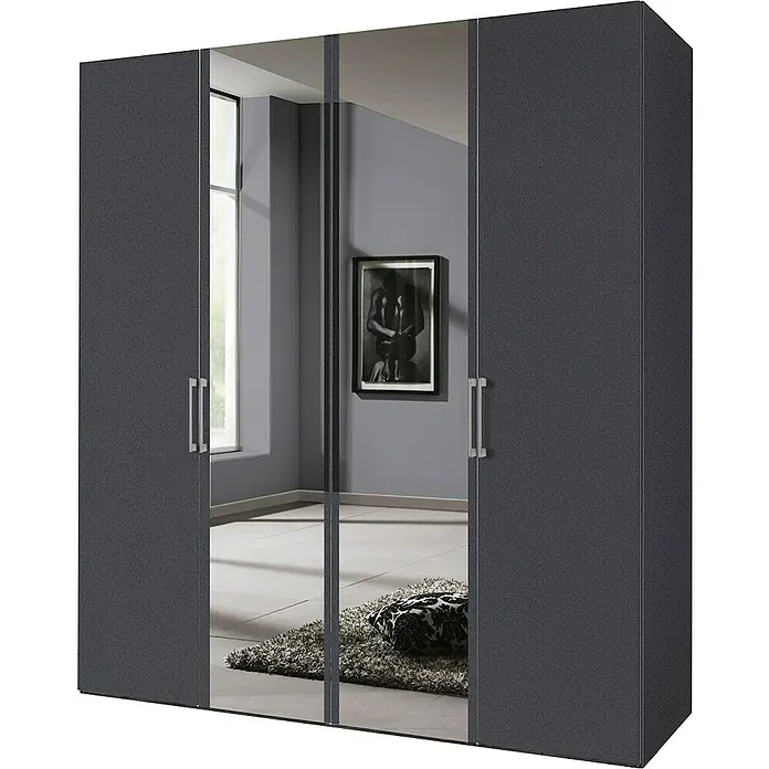 Express Möbel Drehtürschrank Brooklyn - L x B x H: 58 x 200 x 216 cm, Graphit, 1 Spiegel - Rechte Seitenansicht