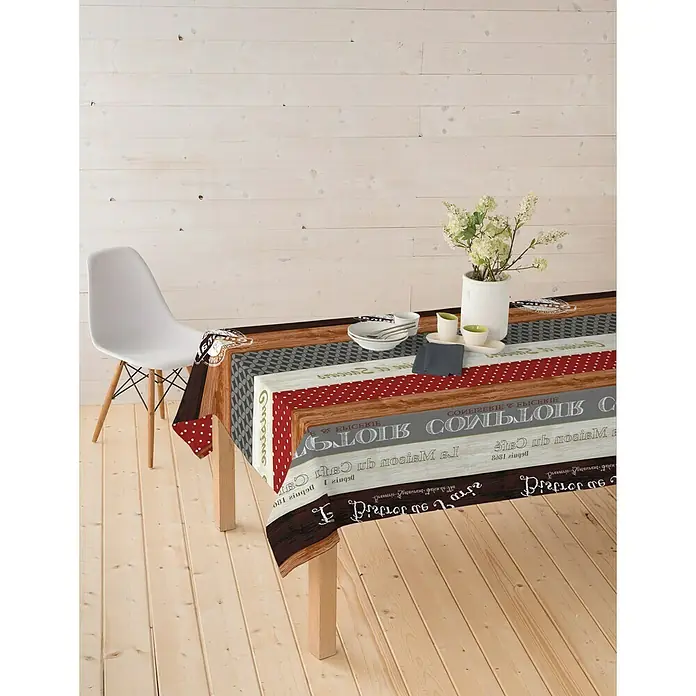 Mantel para mesa a metros Antimanchas Café Paris - Ancho: 140 cm, Multicolor - Foto ambiente