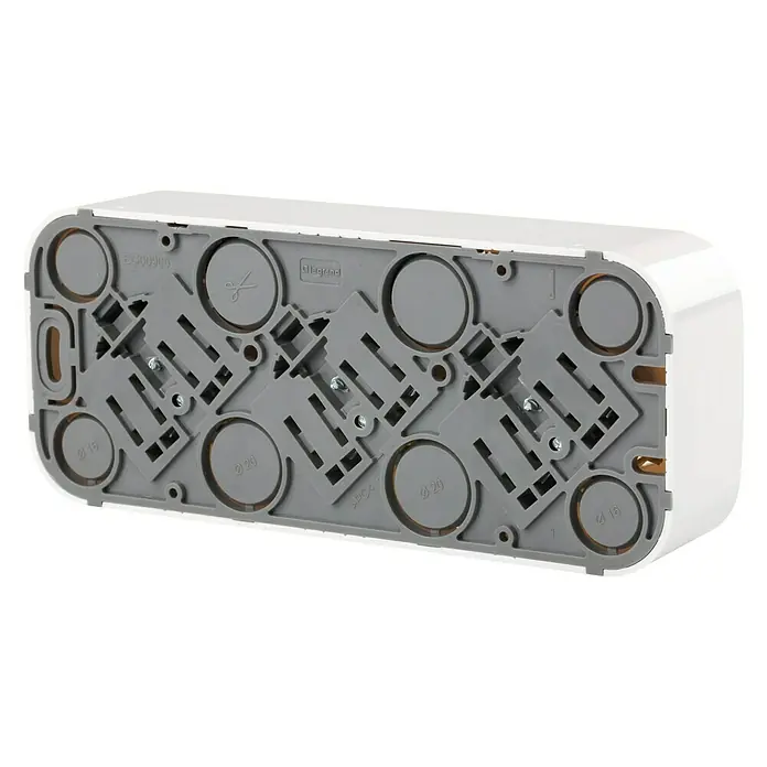 Legrand Steckdose - Weiß, 3-fach, Kunststoff, IP20, Aufputz - Diagonale Ansicht