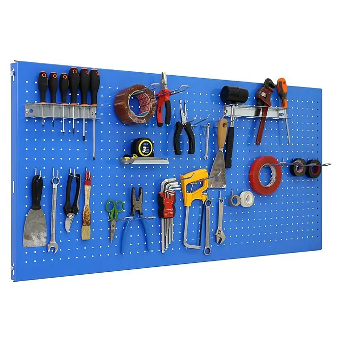 Simonrack Panelclick Panel perforado con 22 ganchos - L x An: 150 x 40 cm, Azul - Vista angular