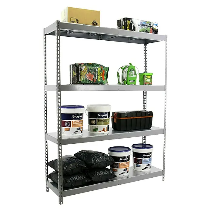 Simonrack Simonforte Estantería para cargas pesadas Metal - L x An x Al: 90 x 150 x 200 cm, Capacidad de carga: 600 kg/balda, Número de baldas: 4 ud., Gris - Vista angular