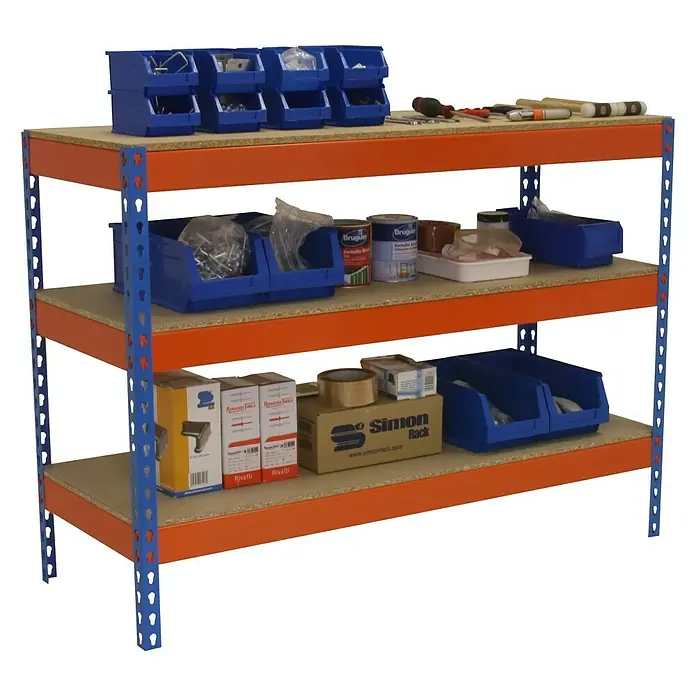 Simonrack Simonwork Mesa de trabajo Basic 3 - Azul/Naranja, L x An x Al: 90 x 120 x 90 cm, Capacidad de carga: 400 kg - Vista angular