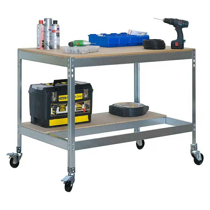 Simonrack Simonwork Banco de trabajo BT0 Mobile - L x An x Al: 61 x 91 x 91,7 cm, Capacidad de carga: 120 kg, Galvanizado - Vista angular