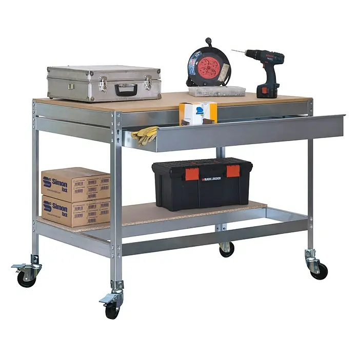 Simonrack Simonwork Banco de trabajo BT0 Box Mobile - L x An x Al: 76 x 121 x 91,7 cm, Capacidad de carga: 120 kg, Galvanizado - Vista angular