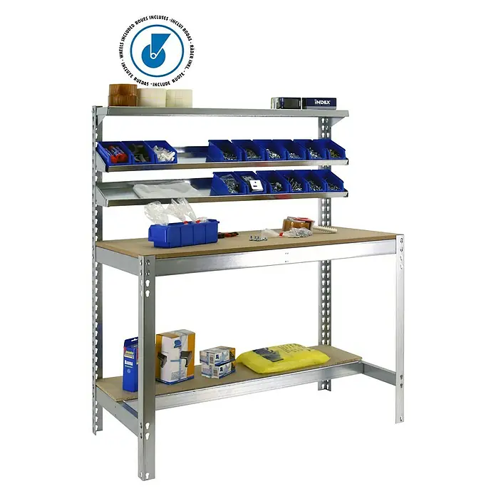Simonrack Banco de trabajo BT1 Mobile - L x An x Al: 61 x 91 x 152 cm, Galvanizado - Vista angular