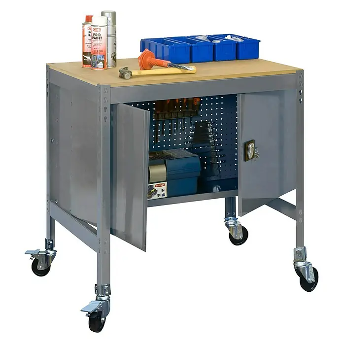 Simonrack Simonwork Banco de trabajo BT0 Locker Mobile - L x An x Al: 61 x 91 x 91,7 cm, Capacidad de carga: 120 kg, Gris - Vista angular