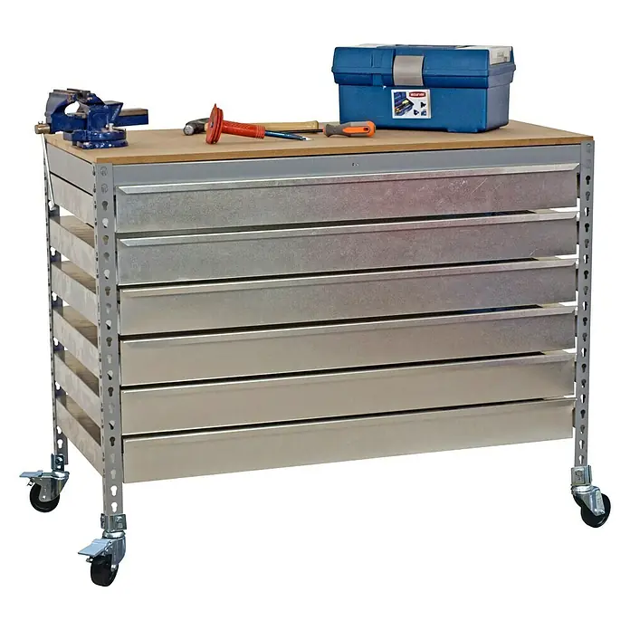 Simonrack Simonwork Banco de trabajo BT5 Box Mobile - L x An x Al: 61 x 91 x 95,7 cm, Capacidad de carga: 280 kg, Gris - Vista angular