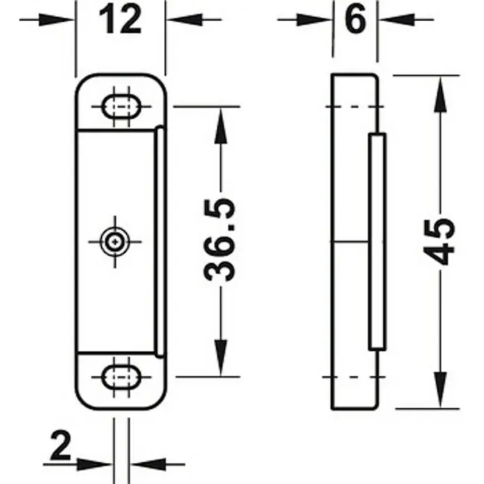 Häfele Magneetsluiting - Hechtsterkte: 5 kg, l x b x h: 15 x 13,5 x 45,5 mm, Wit - Vooraanzicht
