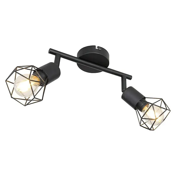 Globo Xara I Deckenstrahler XARA I - 40 W, L x B x H: 22 x 8 x 18 cm, E14, 2 Stk. - Diagonale Ansicht