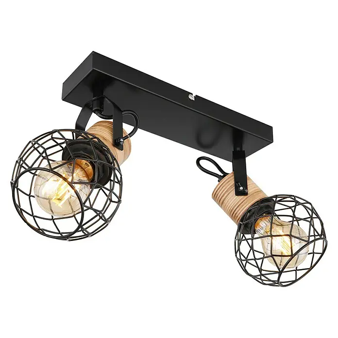 Globo Deckenstrahler LACKY - 60 W, L x B x H: 29 x 12 x 20 cm, Braun, E27, 2 Stk. - Diagonale Ansicht
