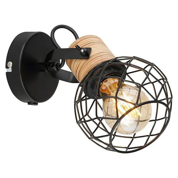 Globo Deckenstrahler LACKY - 60 W, Schwarz, E27, 1 Stk. - Diagonale Ansicht