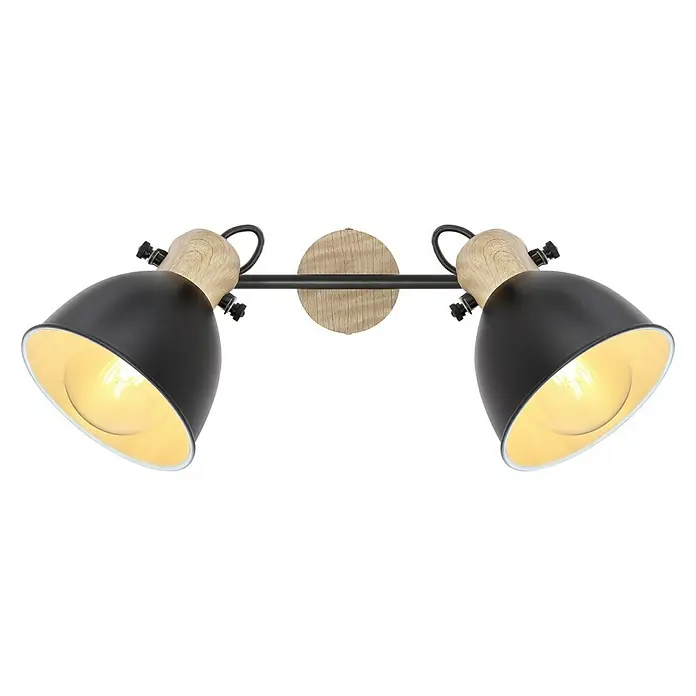 Globo Deckenstrahler WIHO - 40 W, L x B x H: 35 x 15 x 21,5 cm, Schwarz, E27, 2 Stk. - Vorderansicht