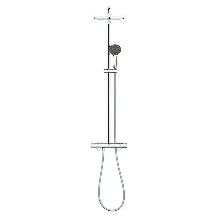 Grohe Vitalio Start Duschsystem 250 - Mit Thermostatarmatur, Lochabstand: 101,6 cm, Anzahl Strahlarten: 2 Stk., Chrom - Vorderansicht