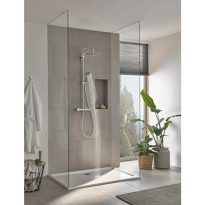 Grohe Vitalio Joy Sistema de ducha 260 - Con grifo termostático, Distancia entre orificios: 100,5 cm, Número de tipos de chorro: 3 ud., Cromo - Foto ambiente
