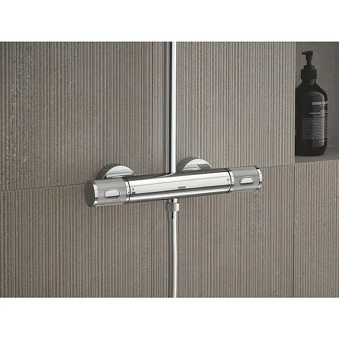 Grohe Vitalio Joy Sistema de ducha 260 - Con grifo termostático, Distancia entre orificios: 100,5 cm, Número de tipos de chorro: 3 ud., Cromo - Primer plano