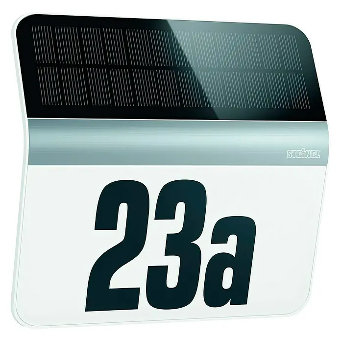 Steinel XSolar Solar-Hausnummer LH-N - 0,03 W, Kunststoff, IP44, Edelstahl - Diagonale Ansicht