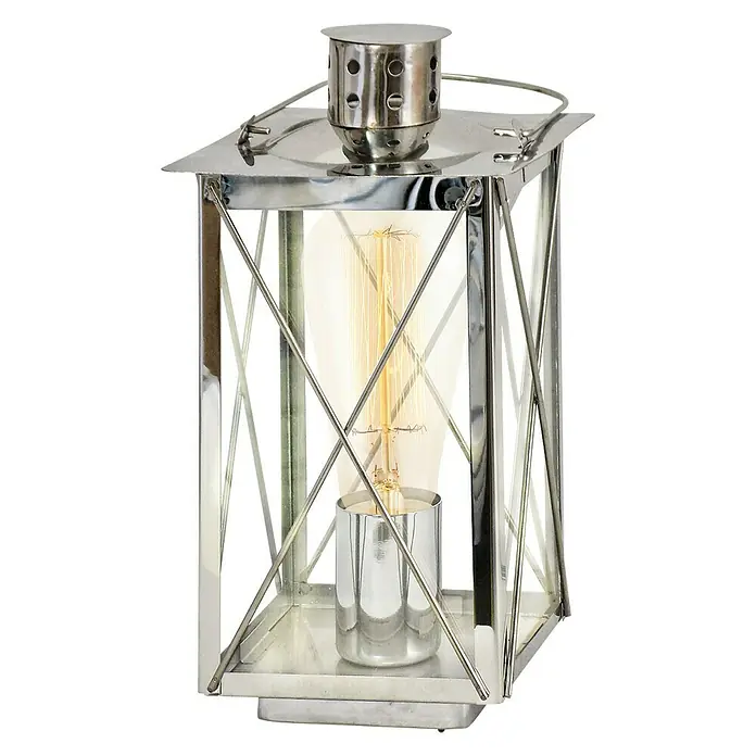 Eglo Tischleuchte Donmington - 60 W, L x B x H: 15 x 15 x 27,5 cm, Chrom/Klar, E27 - Diagonale Ansicht