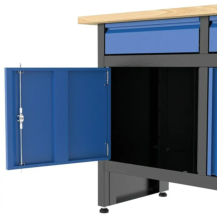 Güde Werkbank GW 6/2 XL - L x B x H: 171,2 x 60 x 85 cm, Blau/Schwarz/Braun - Detailaufnahme
