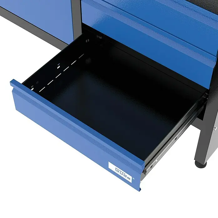 Güde Werkbank GW 6/2 XL - L x B x H: 171,2 x 60 x 85 cm, Blau/Schwarz/Braun - Detailaufnahme