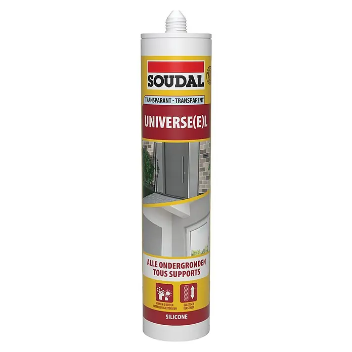 Soudal Universele siliconen voegkit - Transparant, 290 ml - Vooraanzicht