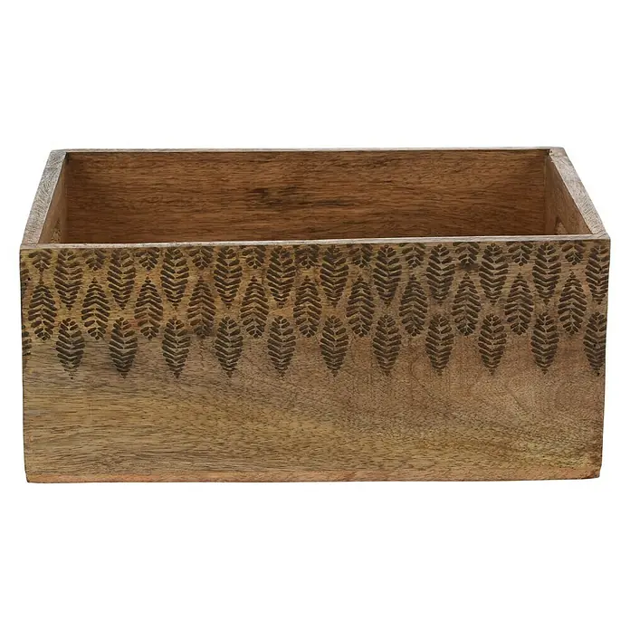 Set de cajas Mango Hojas - L x An x Al: 30 x 21 x 13 cm, Madera - Vista frontal