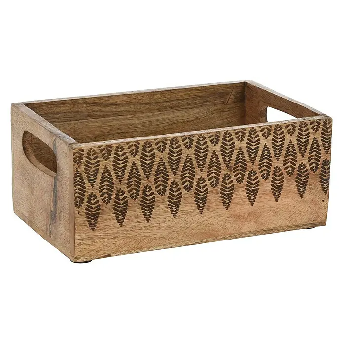 Set de cajas Mango Hojas - L x An x Al: 30 x 21 x 13 cm, Madera - Vista angular