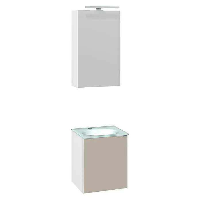 Camargue Badmöbel-Set Balando - 42 cm, 3 -tlg., Kieselgrau, Seidenglanz - Diagonale Ansicht
